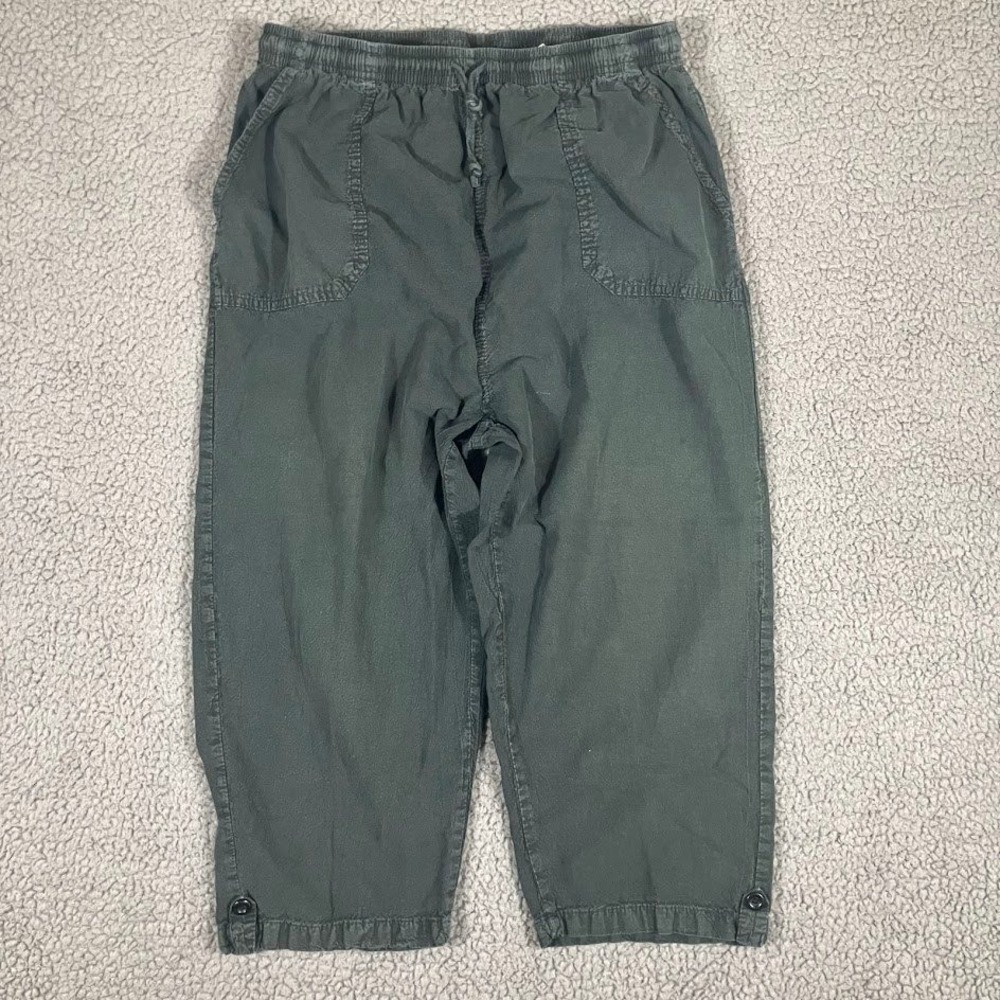 Regton USA Vintage Womens Charcoal Gray Cotton Elastic Waist Cropped Pants 1X